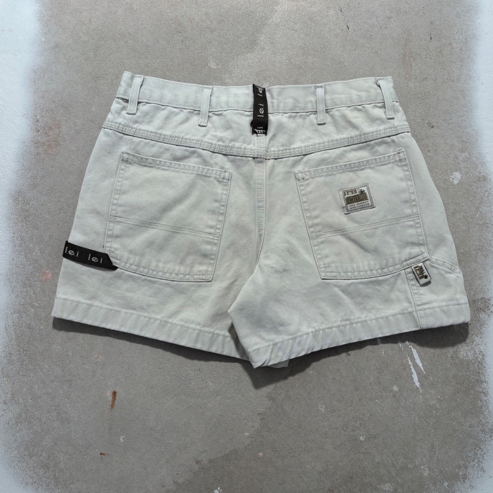 Vintage LEI Workwear Khaki Canvas Shorts Women Size 7 Tan Utility Hammer Loop